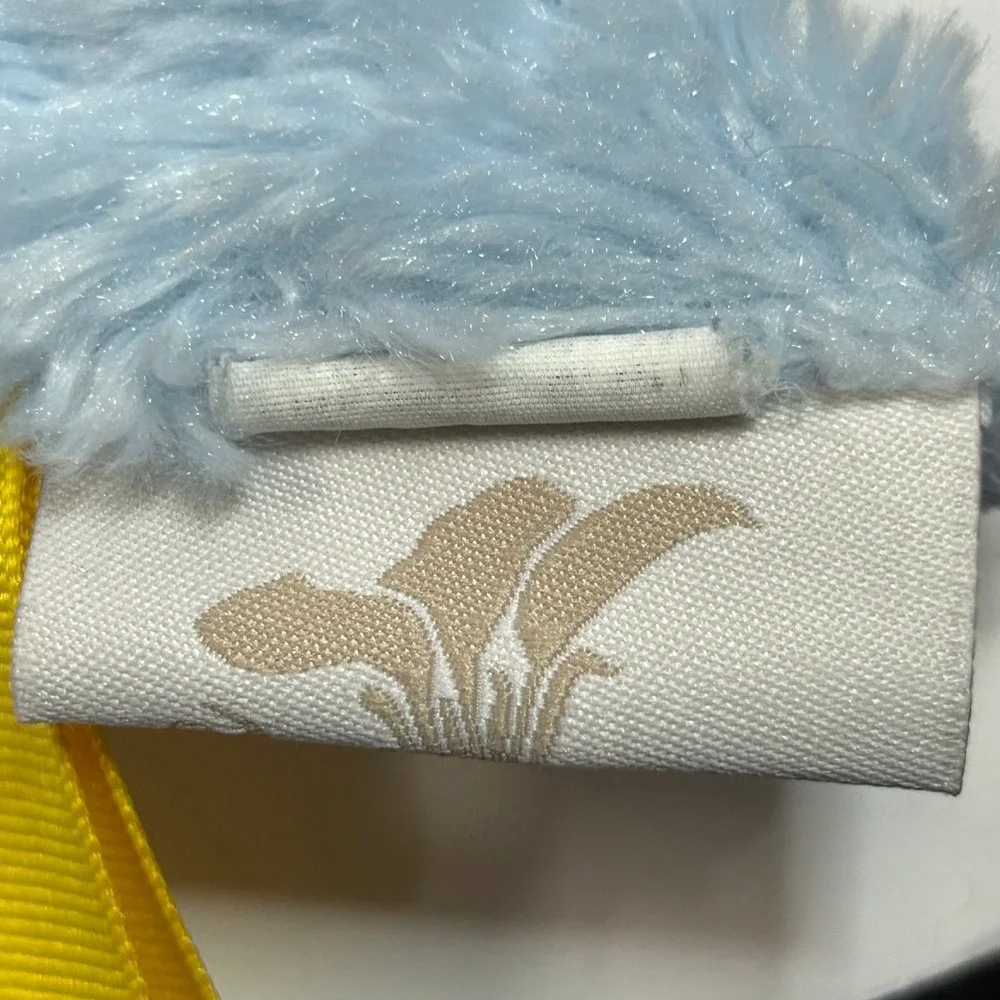 Tourance Baby Dinosaur Sensory Taggy‎ Blanket Blue Plush Faux Fur Ribbon Loops